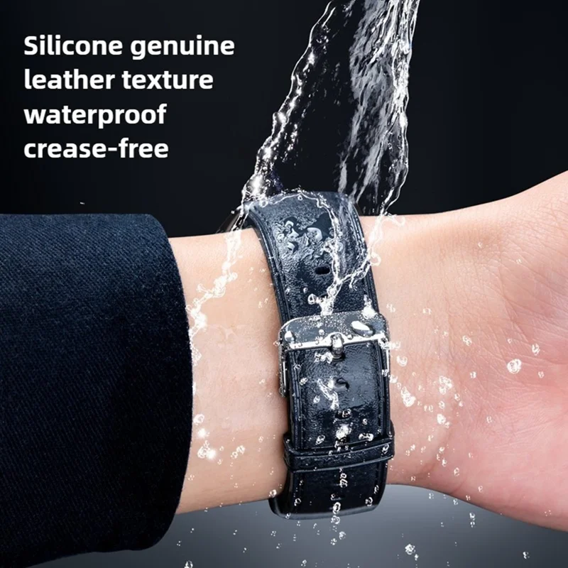 Bracelet pour Xiaomi Smart Band 9 Pro / 8 / Redmi Watch 5 / 4 - Bracelet de Poignet en Cuir Texturé Silicone - Bleu Minuit