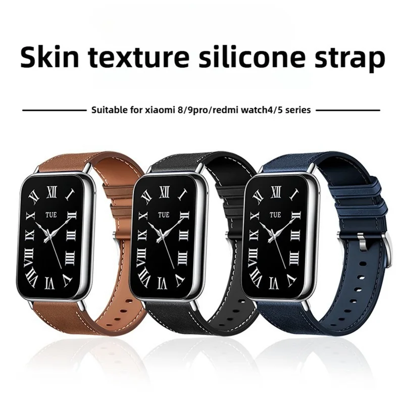 Bracelet pour Xiaomi Smart Band 9 Pro / 8 / Redmi Watch 5 / 4 - Bracelet de Poignet en Cuir Texturé Silicone - Bleu Minuit