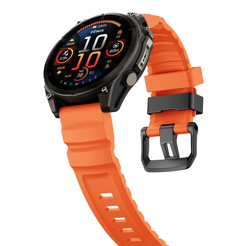QuickFit 26mm Watch Band For Garmin Fenix 7X Pro  /  7X  /  6X Pro  /  6X Sports Silicone Wrist Strap - Orange