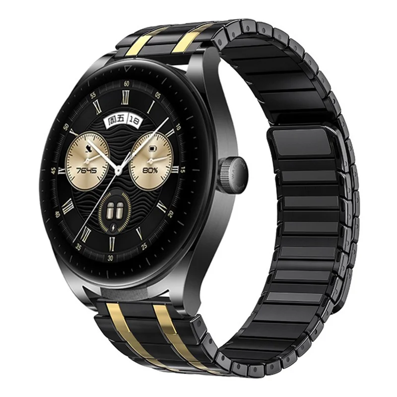 Für Huawei Watch GT 5 46mm Armband 22mm Magnetisches Edelstahl Uhrenarmband - Schwarz / Gold