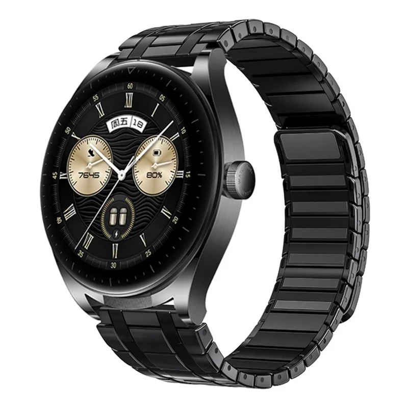 For Huawei Watch GT 5 46mm Watch Band 22mm Magnetic Stainless Steel Wrist Strap - Black