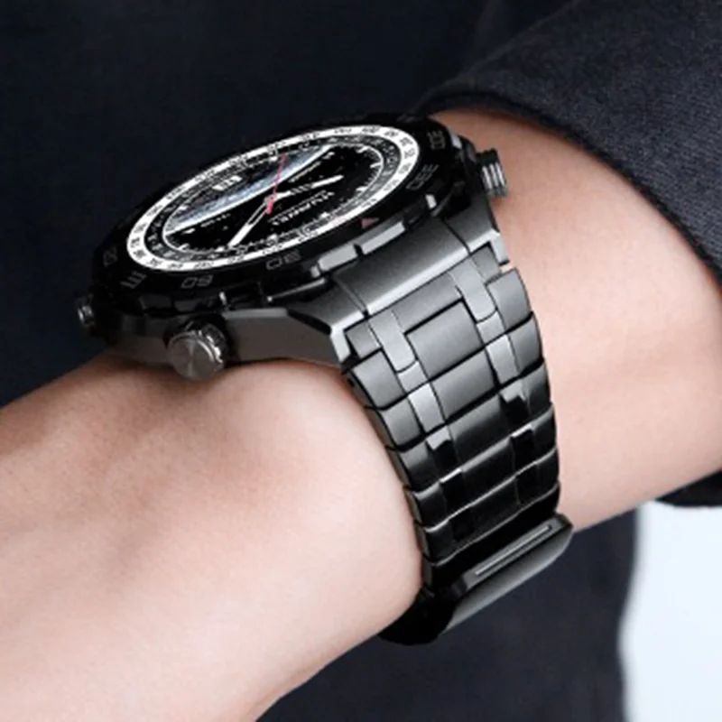 For Huawei Watch GT 5 46mm Watch Band 22mm Magnetic Stainless Steel Wrist Strap - Black