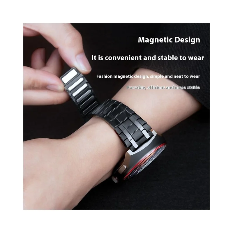 For Huawei Watch GT 5 46mm Watch Band 22mm Magnetic Stainless Steel Wrist Strap - Black