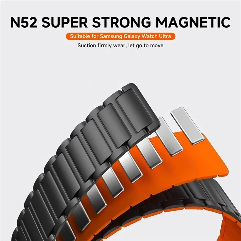 Für Garmin vivoactive 5 / Venu 2 Plus Silikon Magnetarmband 20mm 3-Perlen Uhrenband - Schwarz / Orange
