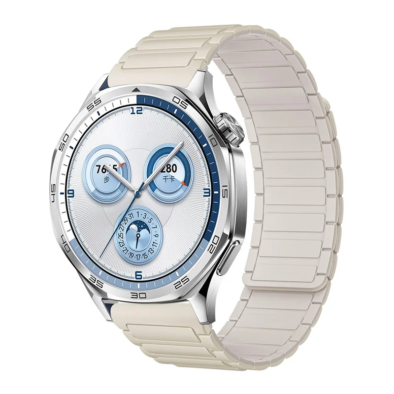 For Garmin vivoactive 5 / Venu 2 Plus Silicone Magnetic Strap 20mm 3-Bead Watch Band - White / Starlight