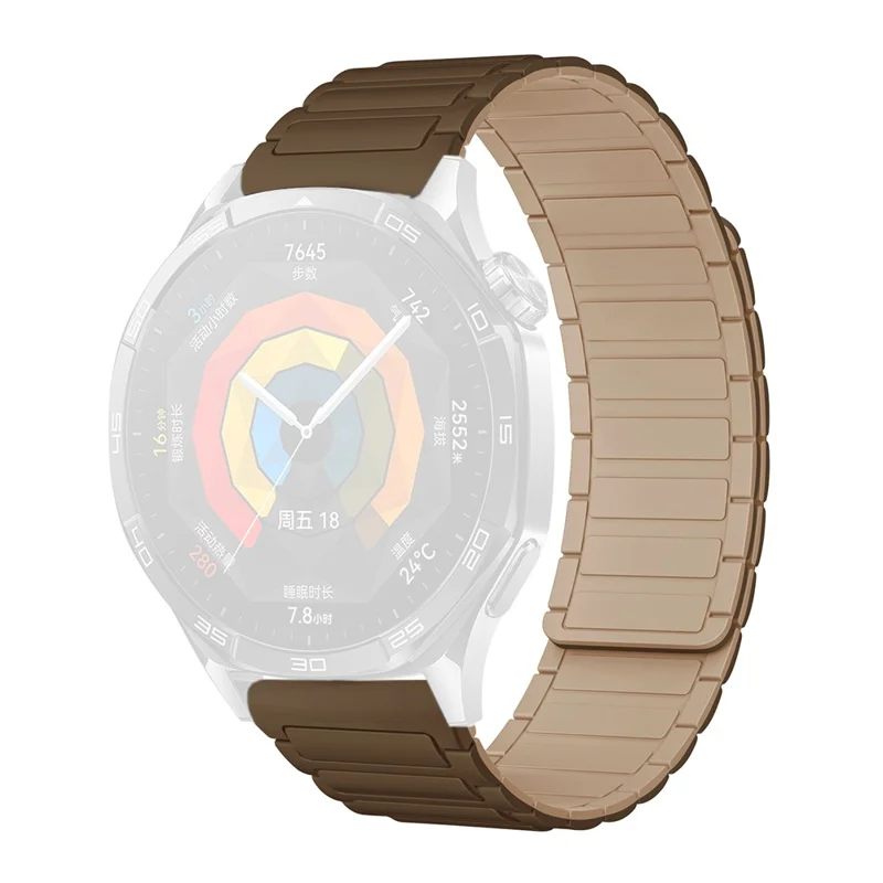 For Garmin vivoactive 5 / Venu 2 Plus Silicone Magnetic Strap 20mm 3-Bead Watch Band - Tan / Apricot