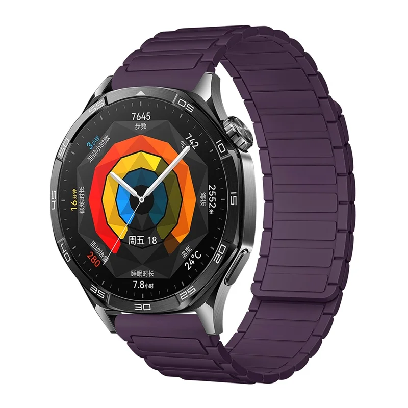 For Garmin vivoactive 5 / Venu 2 Plus Silicone Magnetic Strap 20mm 3-Bead Watch Band - Plum Color