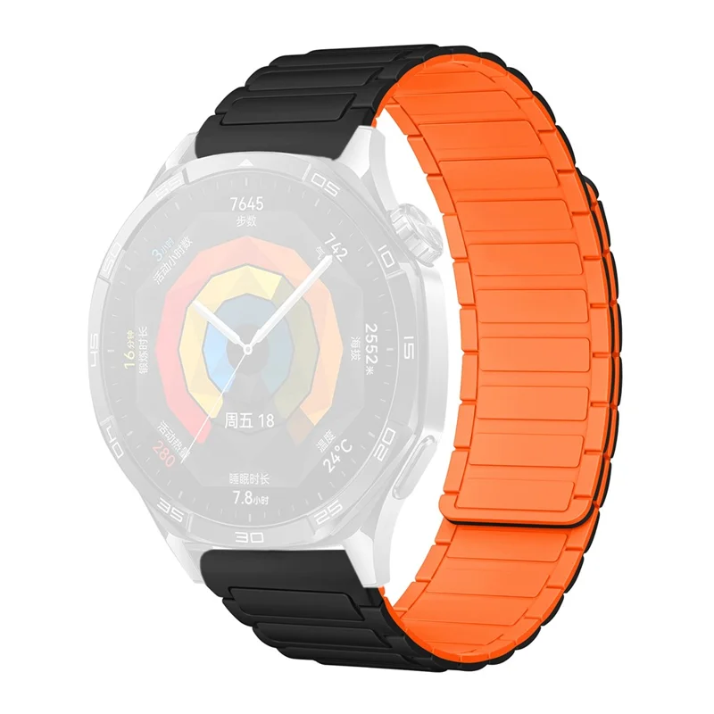 22mm Armband für Huawei Watch GT 5 Pro / GT 5 / GT 4 / GT 3 / GT 2 46mm 3-Perlen Silikon Magnetarmband - Schwarz / Orange