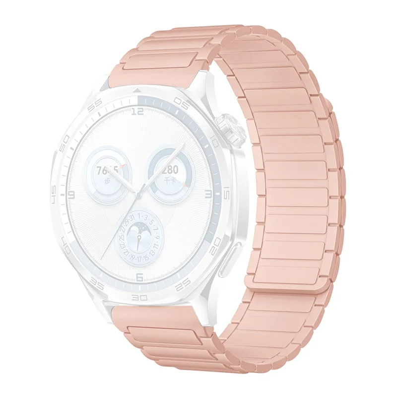 Ремешок 22 мм для Huawei Watch GT 5 Pro / GT 5 / GT 4 / GT 3 / GT 2 46 мм, 3-звенный силиконовый магнитный - Розовый