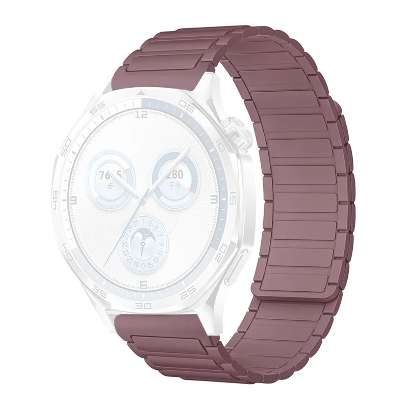 22mm Watch Band for Huawei Watch GT 5 Pro / GT 5 / GT 4 / GT 3 / GT 2 46mm 3-Bead Silicone Magnetic Strap - Smoky Purple