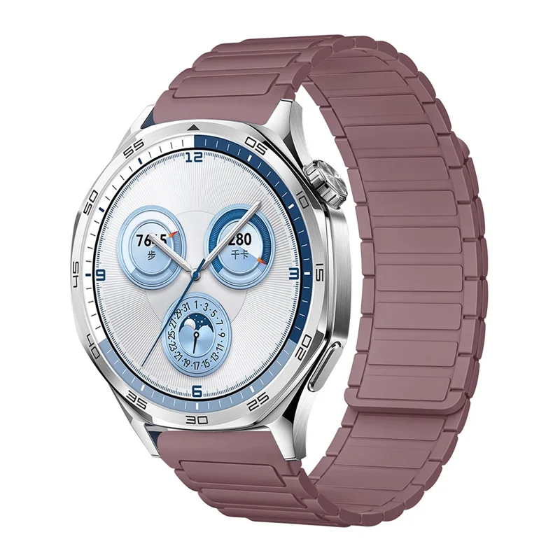 22mm Watch Band for Huawei Watch GT 5 Pro / GT 5 / GT 4 / GT 3 / GT 2 46mm 3-Bead Silicone Magnetic Strap - Smoky Purple