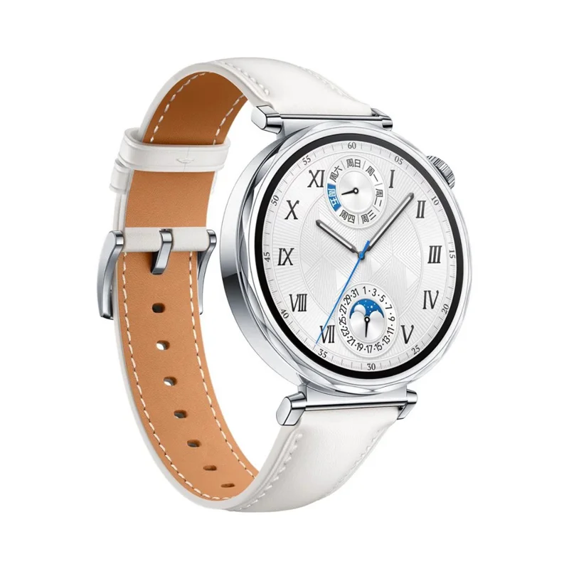 Cinturino per orologio da 18 mm per Garmin Venu 3S / 2S / Forerunner 265S / 255S, Regolabile in Vera Pelle di Mucca - Bianco