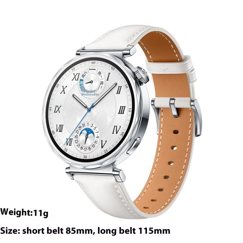 Cinturino per orologio da 18 mm per Garmin Venu 3S / 2S / Forerunner 265S / 255S, Regolabile in Vera Pelle di Mucca - Bianco