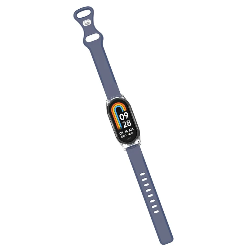 Per Xiaomi Smart Band 9 / 8 Cinturino in Silicone con Chiusura a Forma di Farfalla e Custodia Trasparente - Blu