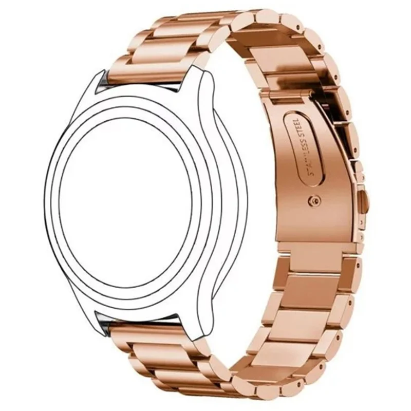 12mm Watch Band for Huawei Band 10 / 9 / 8 / Xiaomi Smart Band 9 / 8 Metal Wrist Strap 3-Bead Design - Rose Gold