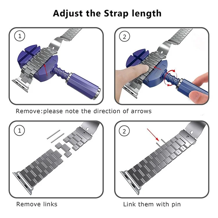 JLT Three Beads Stainless Steel Flat Buckles Watch Strap Band for Apple Watch Series 9 / 8 / 7 / 6 / SE (2023) / SE(2022) 40mm / 3 / 2 / 1 38mm  - Pink