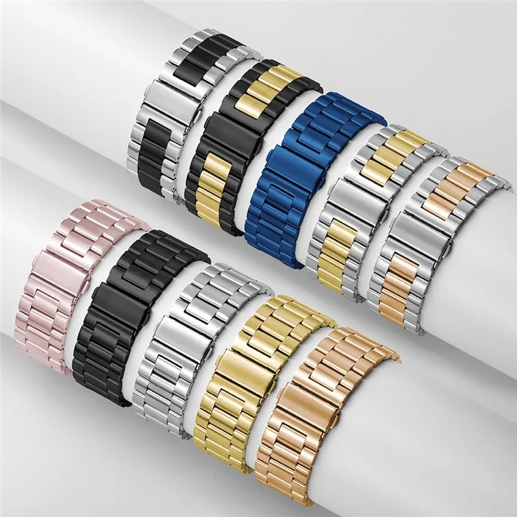 JLT Three Beads Stainless Steel Flat Buckles Watch Strap Band for Apple Watch Series 9 / 8 / 7 / 6 / SE (2023) / SE(2022) 40mm / 3 / 2 / 1 38mm  - Pink