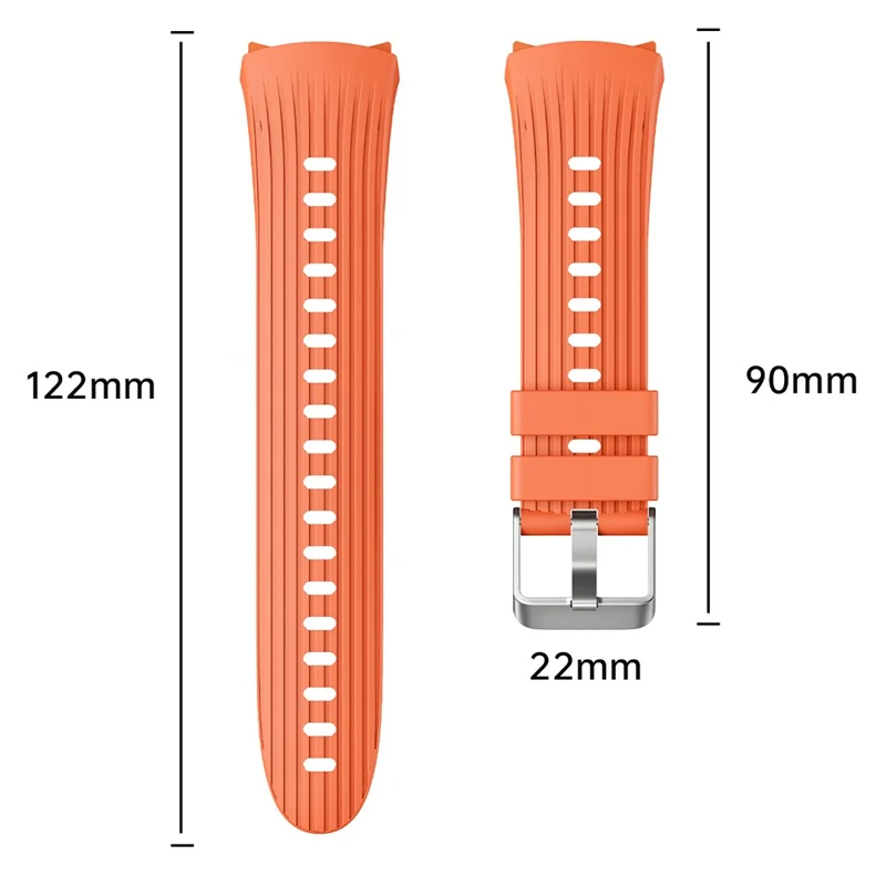 For Huawei Watch 5 46mm Silicone Watch Band Vertical Stripes Wrist Strap - Orange