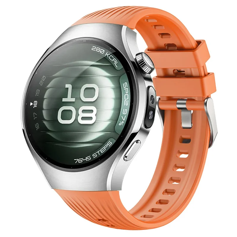 Для Huawei Watch 5 42 мм Силиконовый ремешок для часов Вертикальные полосы Браслет - Оранжевый