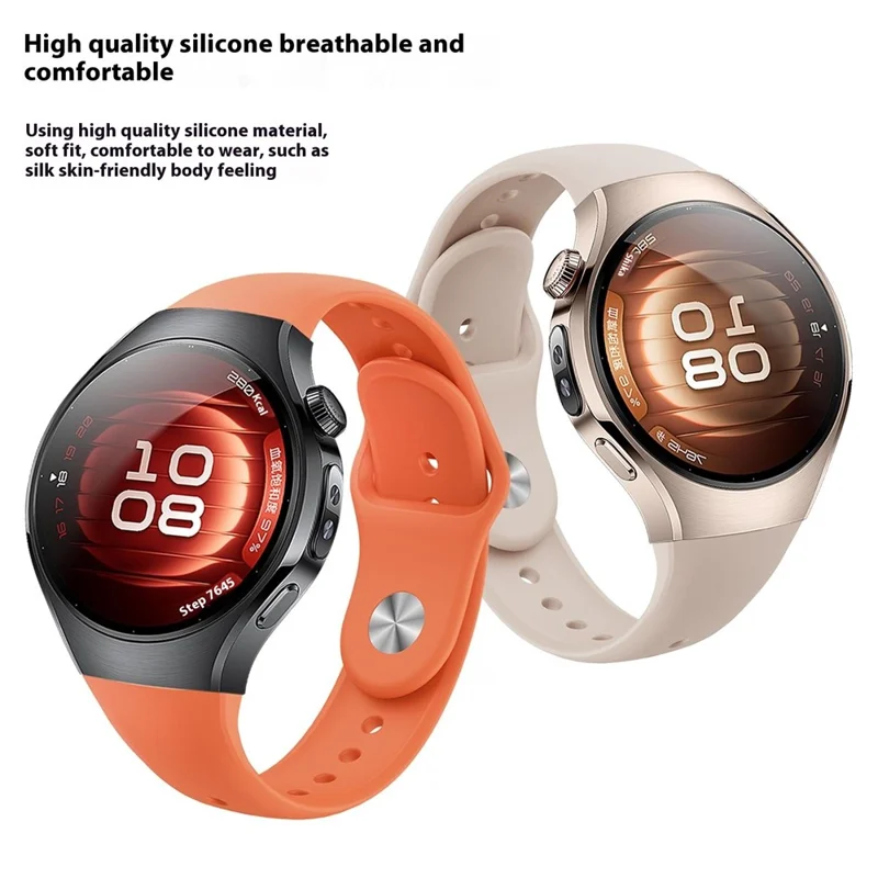 Para Huawei Watch 5 42mm Pulseira de Smartwatch Fivela Reversa de Silicone - Laranja