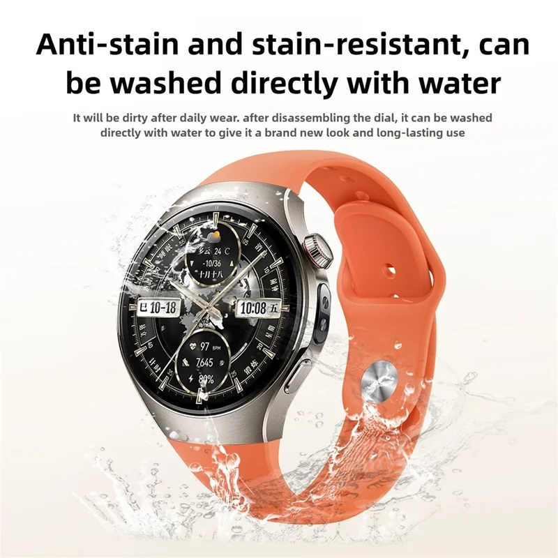 Pour Huawei Watch 5 46mm Bracelet de Montre Intelligent à Boucle Inversée en Silicone - Orange