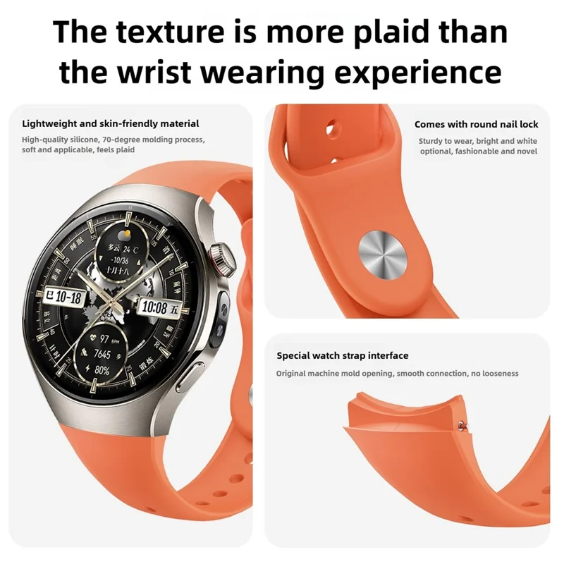 Pour Huawei Watch 5 46mm Bracelet de Montre Intelligent à Boucle Inversée en Silicone - Orange