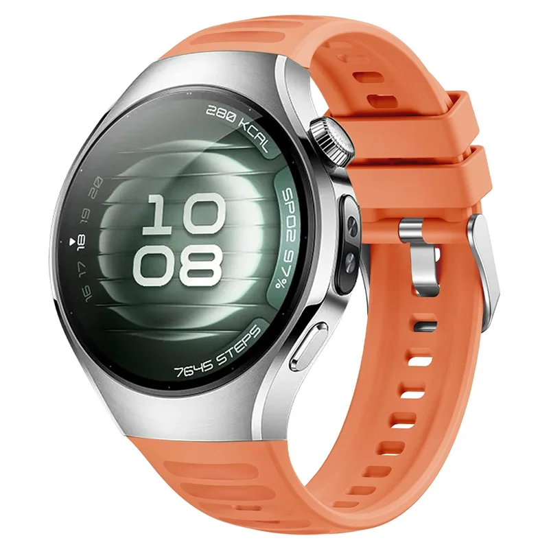 For Huawei Watch 5 42mm Watch Band Wave Texture Silicone Adjustable Strap - Orange