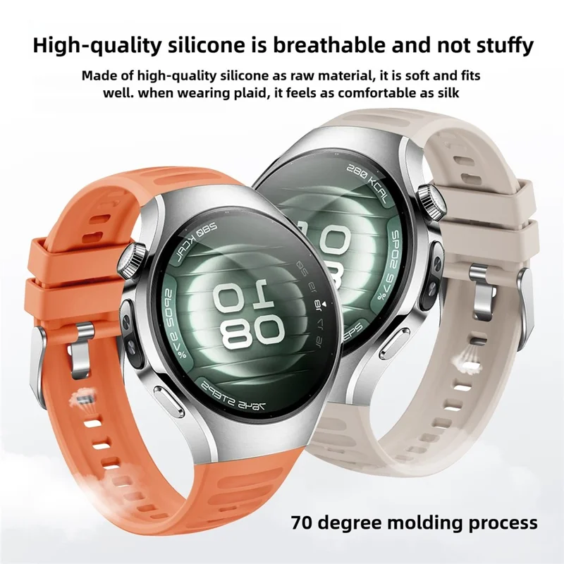 For Huawei Watch 5 42mm Watch Band Wave Texture Silicone Adjustable Strap - Orange