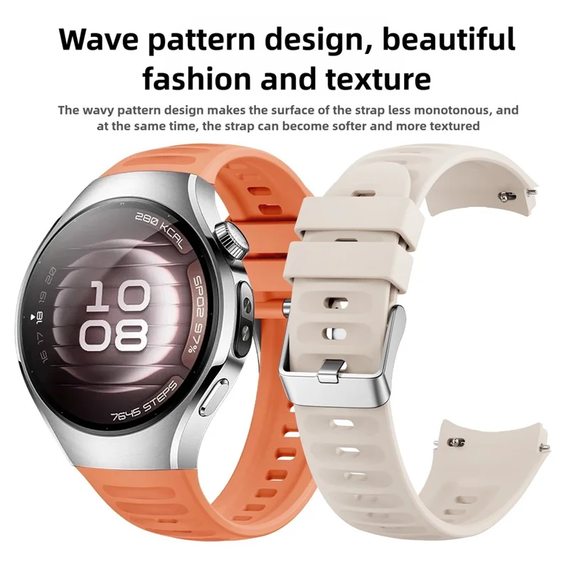 For Huawei Watch 5 42mm Watch Band Wave Texture Silicone Adjustable Strap - Orange
