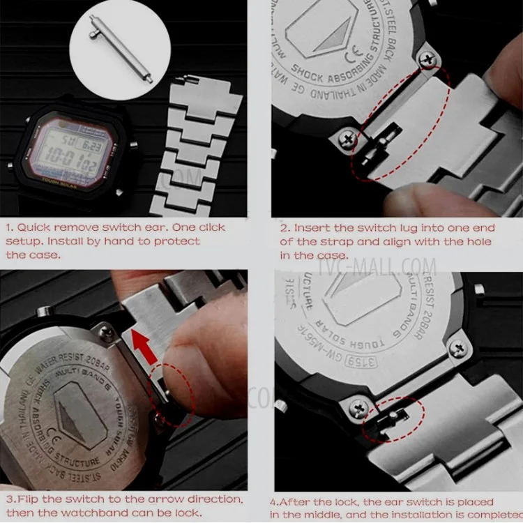 Metal Watch Band Replacement for Casio G-SHOCK GW-5000/5035/DW5600/GW-M5610 - Multi-color