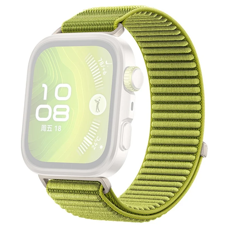 Wrist Strap for Huawei Watch Fit 4 Pro  /  Fit 4  /  Fit 3 Magic Tape Nylon Woven Watch Band with Titanium Alloy Connector - Green