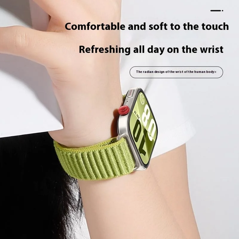 Wrist Strap for Huawei Watch Fit 4 Pro  /  Fit 4  /  Fit 3 Magic Tape Nylon Woven Watch Band with Titanium Alloy Connector - Green
