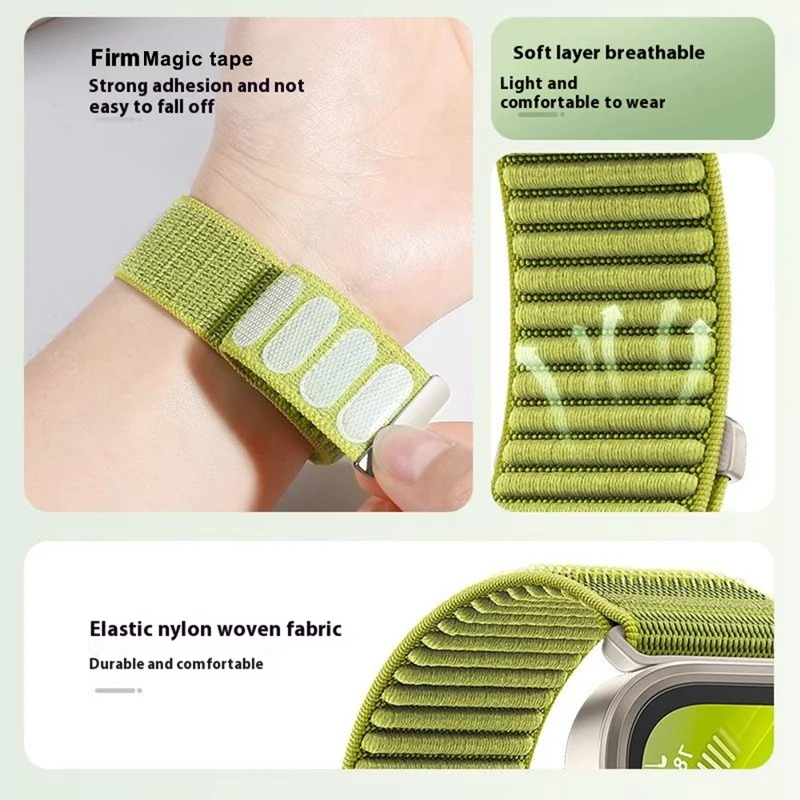 Wrist Strap for Huawei Watch Fit 4 Pro  /  Fit 4  /  Fit 3 Magic Tape Nylon Woven Watch Band with Titanium Alloy Connector - Green