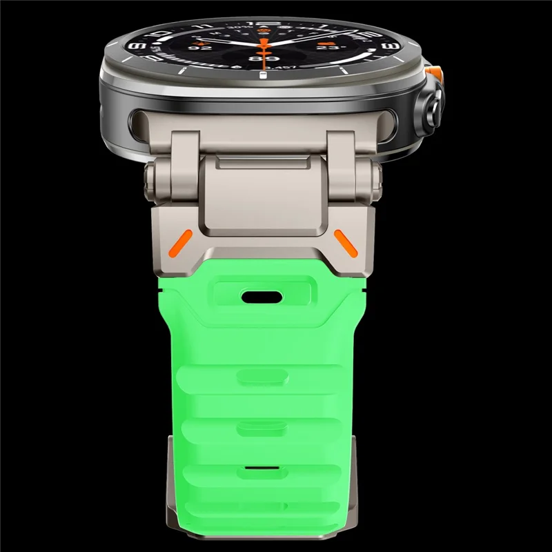Ремешок для Samsung Galaxy Watch Ultra 47мм из фторкаучука с металлическим соединителем - Титановый / Светящийся