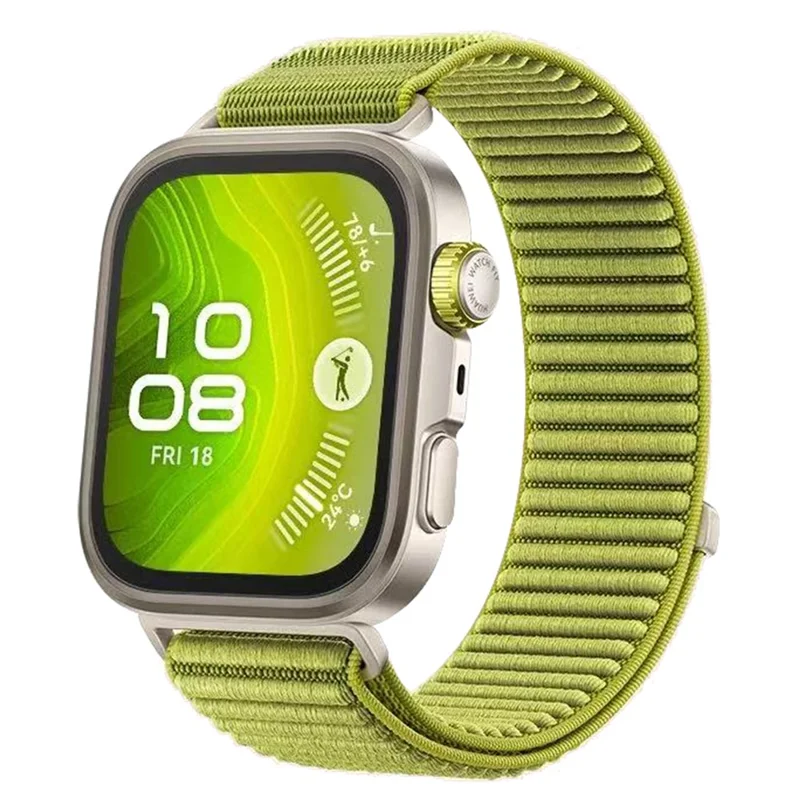 Ремешок для часов Huawei Watch Fit 4 Pro / Fit 4 / Fit 3 из нейлонового плетеного материала с магической лентой - Зеленый