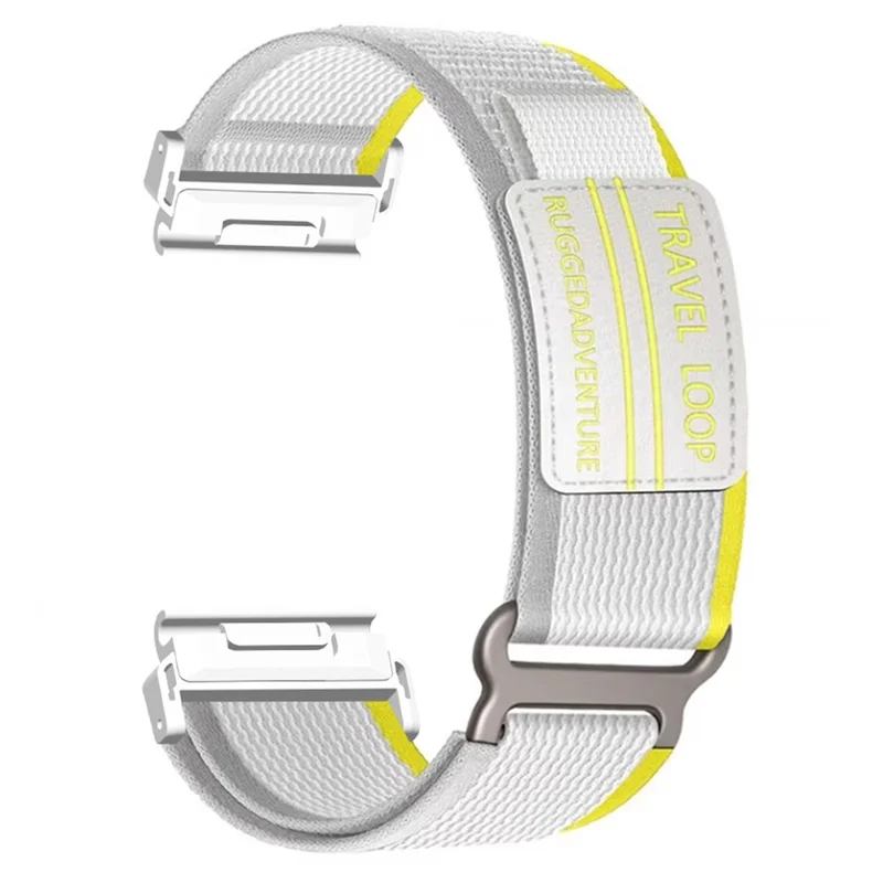 Cinturino in nylon per Garmin Fenix 8 47mm / 7 / 6 / 5 Nastro magico Loop 22mm Cinturino universale per orologio con fibbia in metallo - Giallo / Grigio