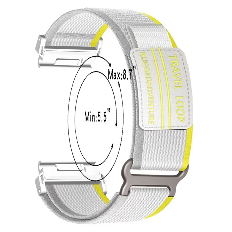Nylon Strap for Garmin Fenix 8 47mm / 7 / 6 / 5 Magic Tape Loop 22mm Universal Watch Band with Metal Buckle - Orange