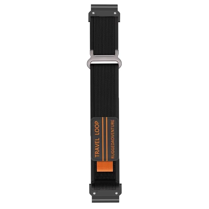 Nylon Strap for Garmin Fenix 8 47mm / 7 / 6 / 5 Magic Tape Loop 22mm Universal Watch Band with Metal Buckle - Black