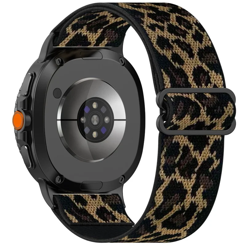 Bracelet de montre en nylon pour Samsung Galaxy Watch8 44mm / 40mm / Watch8 Classic 43mm / 47mm / Watch Ultra 2 Bracelet élastique - Imprimé léopard