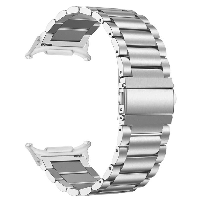 Uhrenarmband für Samsung Galaxy Watch Ultra 2 / Watch8 44mm / 40mm / Watch8 Classic 43mm / 47mm 3-Perlen Edelstahl Metallarmband, Silber