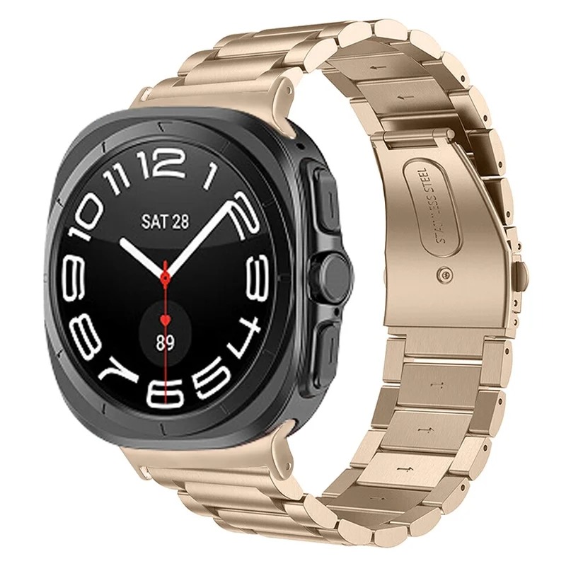 Electroplating Color Metal Strap for Samsung Galaxy Watch Ultra 2  /  Watch8 44mm  /  40mm  /  Watch8 Classic 43mm  /  47mm Watch Band 3-Bead - Retro Gold