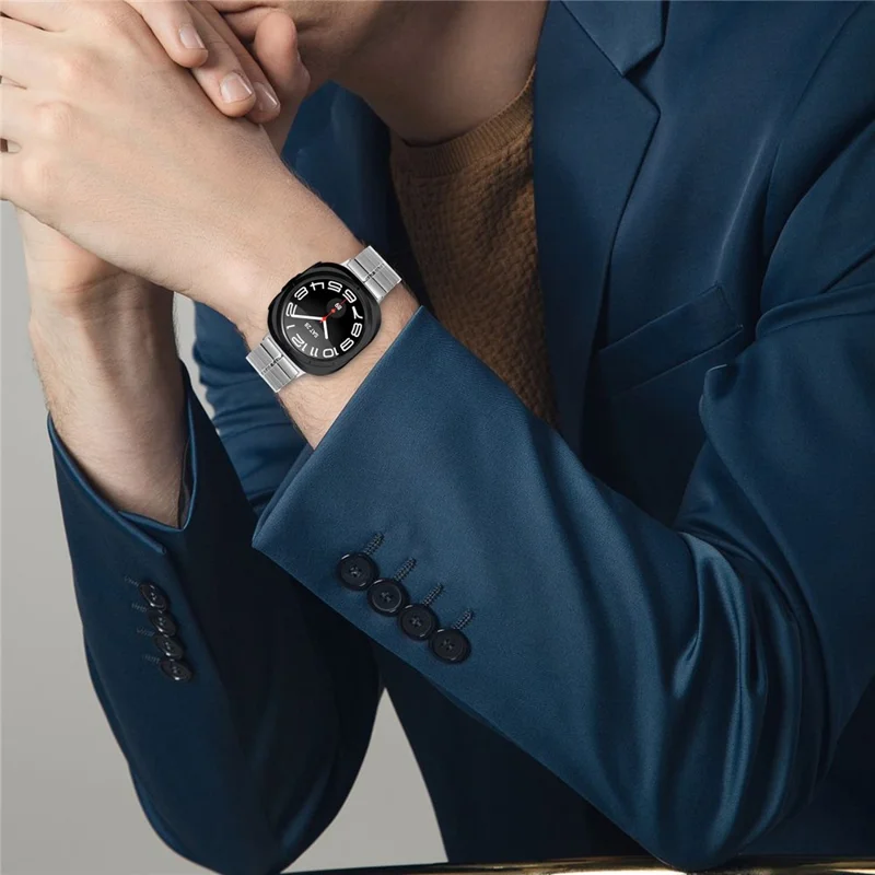 Ersatzarmband für Samsung Galaxy Watch Ultra 2 / Watch8 44mm / 40mm / Watch8 Classic 43mm / 47mm Edelstahl 1-Perlen Silber Uhrenarmband