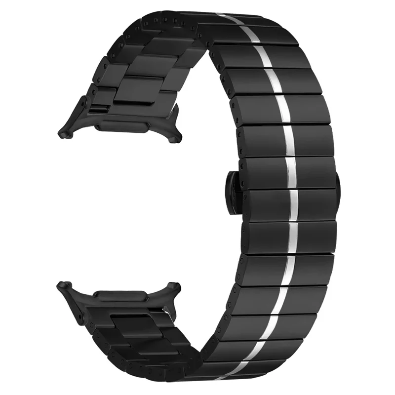 Colored Metal Strap for Samsung Galaxy Watch8 44mm / 40mm / Watch8 Classic 46mm Silver Watch Band 1-Bead - Black / Silver