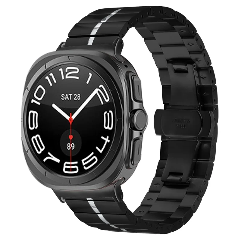 Colored Metal Strap for Samsung Galaxy Watch8 44mm / 40mm / Watch8 Classic 46mm Silver Watch Band 1-Bead - Black / Silver