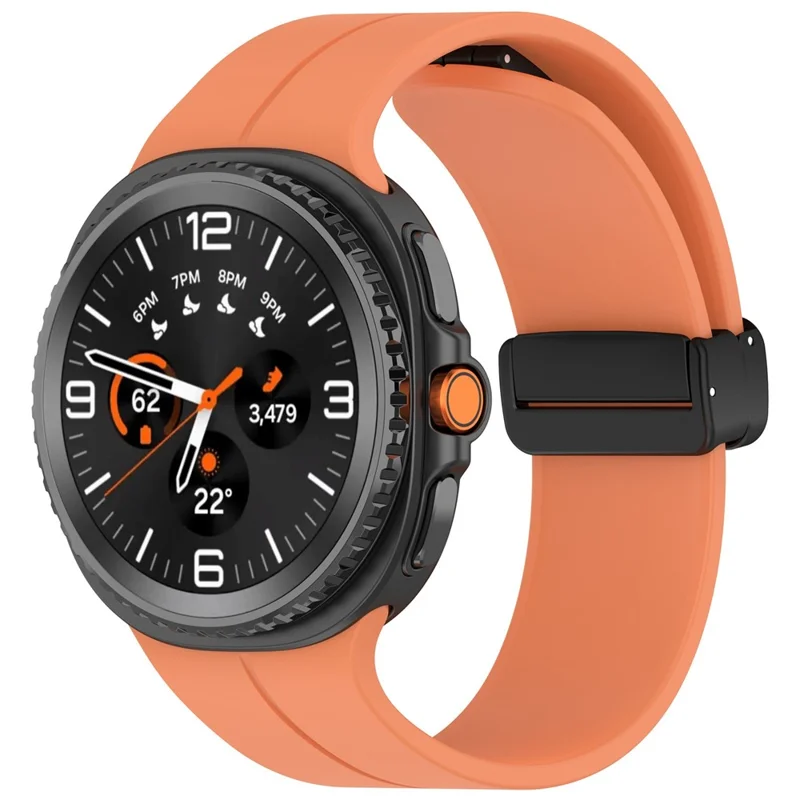 Watch Strap for Samsung Galaxy Watch8 44mm / 40mm / Watch8 Classic 43mm / 47mm / Watch Ultra 2 Folding Buckle Silicone Wristband - Orange
