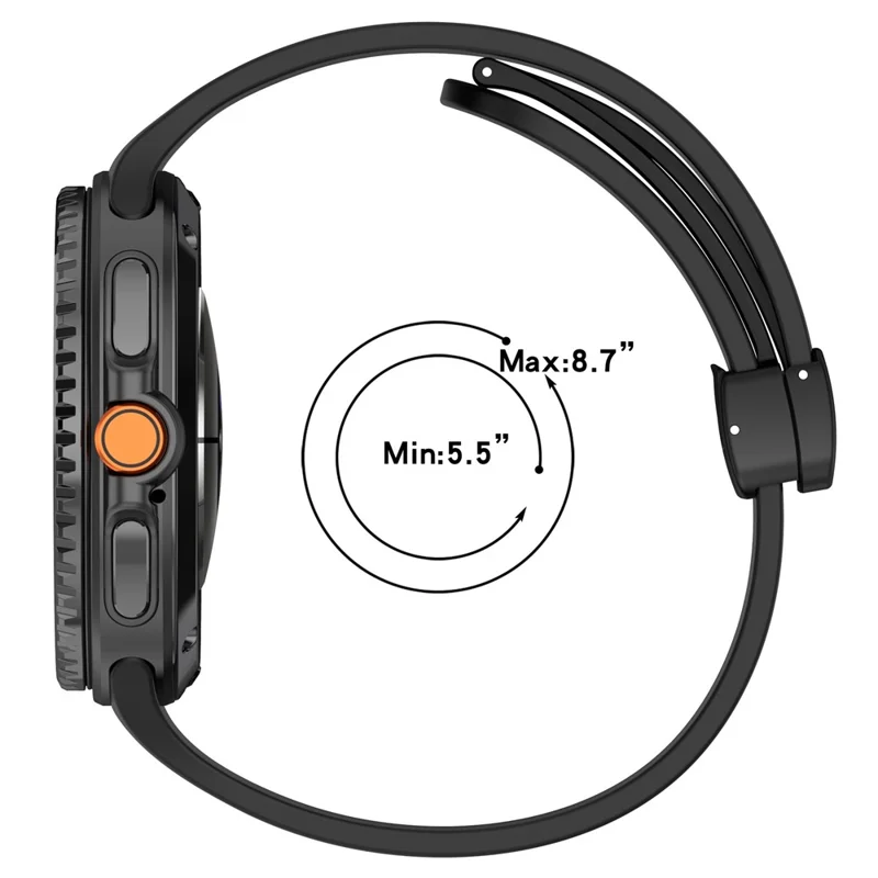 Watch Strap for Samsung Galaxy Watch8 44mm / 40mm / Watch8 Classic 43mm / 47mm / Watch Ultra 2 Folding Buckle Silicone Wristband - Orange