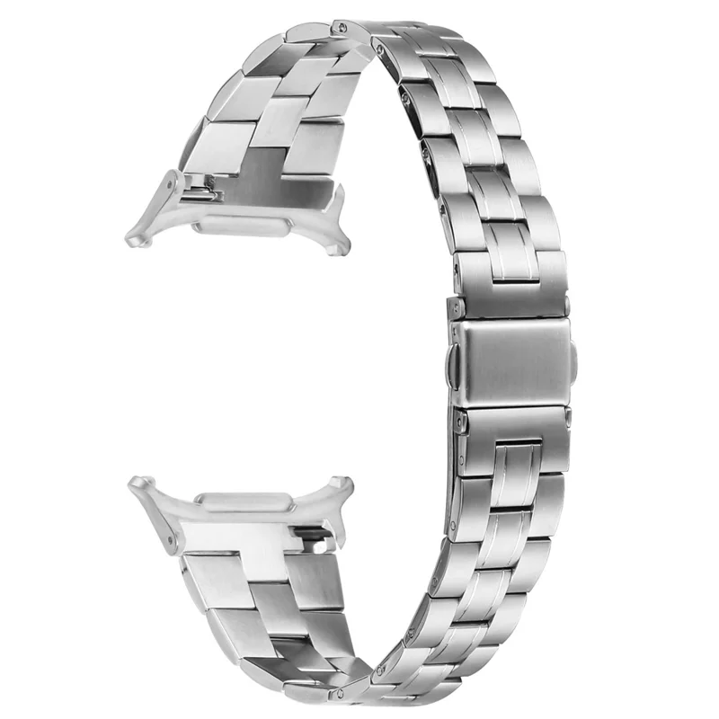 Watch Band For Samsung Galaxy Watch8 44mm / 40mm / Watch8 Classic 46mm 3-Bead Silver Stainless Steel Slim Strap