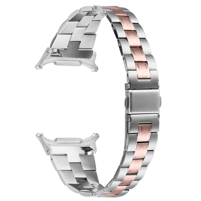 Watch Band For Samsung Galaxy Watch Ultra 2 / Watch8 44mm 40mm / Watch8 Classic 43mm 47mm , Electroplating Stainless Steel Slim Strap - Silver + Rose Gold