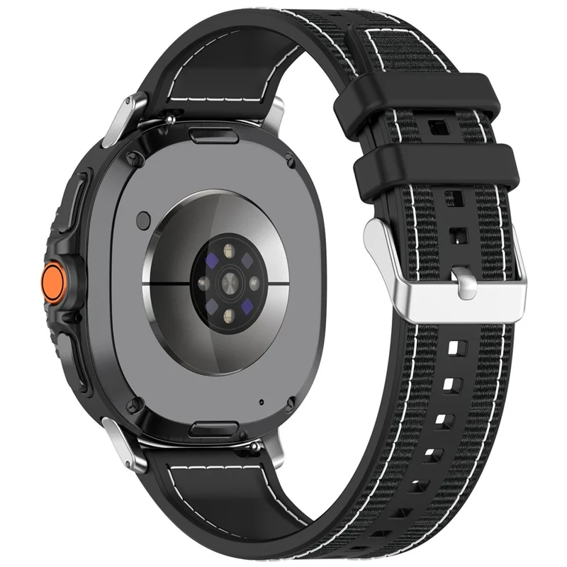 Watch Strap for Samsung Galaxy Watch8 44mm / 40mm / Watch8 Classic 46mm Nylon + Silicone Wrist Band - Black