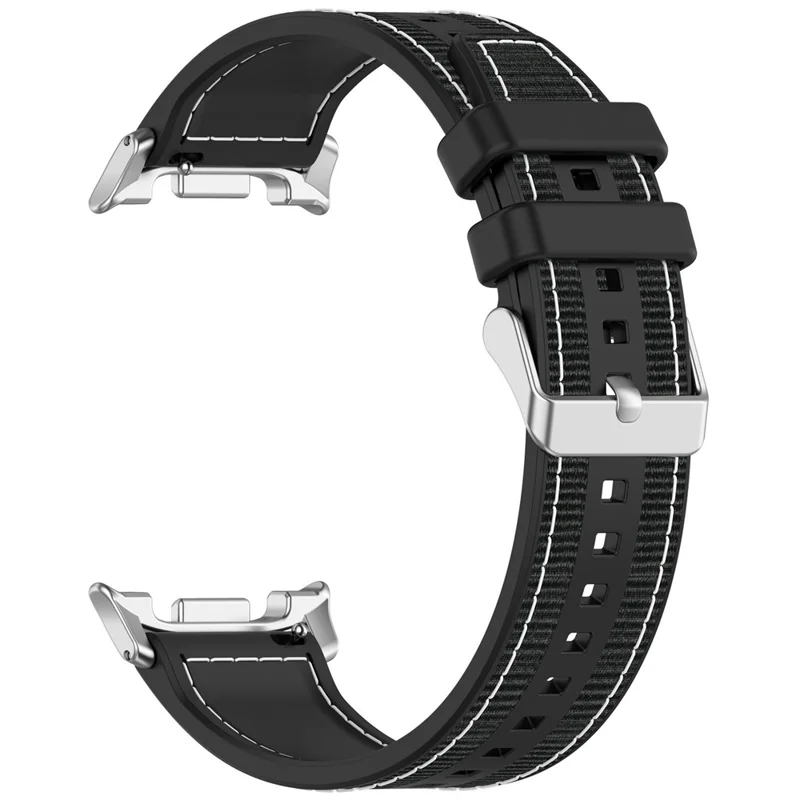 Watch Strap for Samsung Galaxy Watch8 44mm / 40mm / Watch8 Classic 46mm Nylon + Silicone Wrist Band - Black